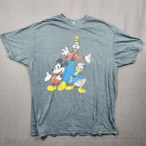 Vintage Optima Shirt Men XL Grey Goofy Mickey Donald Distressed Faded